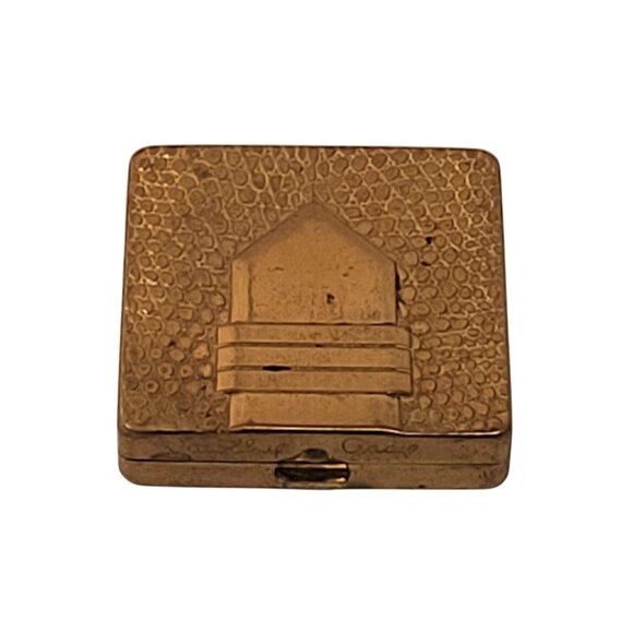 Dorothy Gray Rouge Brass Tone Alligator Buckle Design Compact 1950s Puff & Rouge - Picture 4 of 8